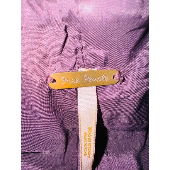 Free People Purple Floral Velvet Jacket Cinch Waist Satin Tie Boho Cottage Core - Picture 6 of 13